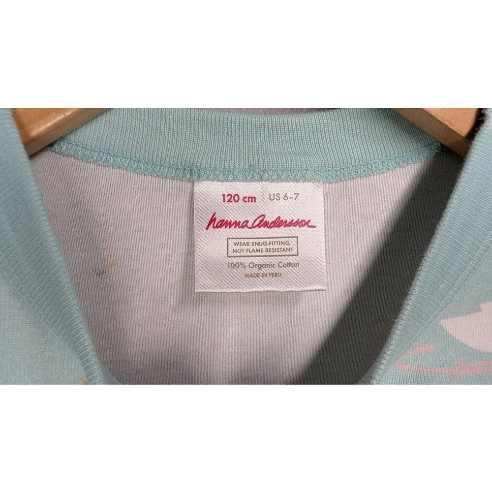 Hanna Andersson Blue Swan Pajama Long John Set Size 120/6-7 *READ